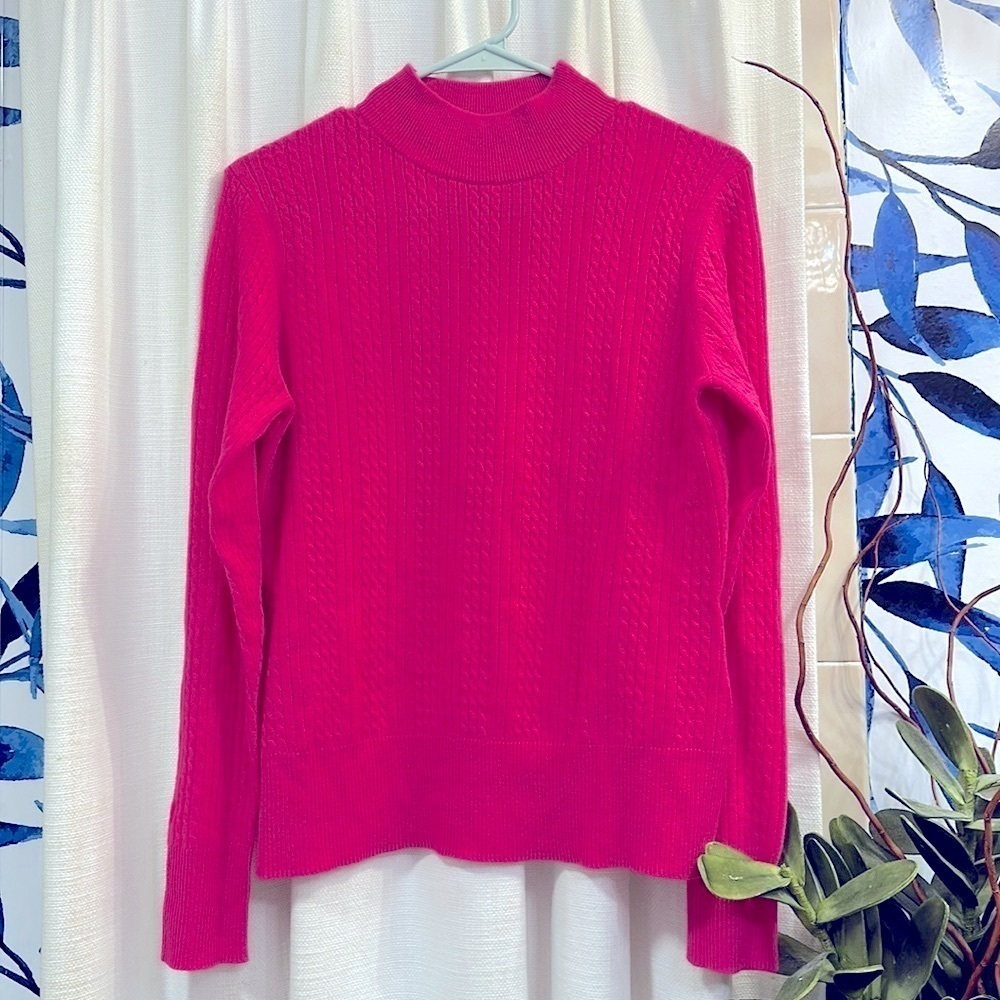 Women’s Investments Fine Cashmere Hot Pink 100% Cashmere Long Sleeve Sweater S